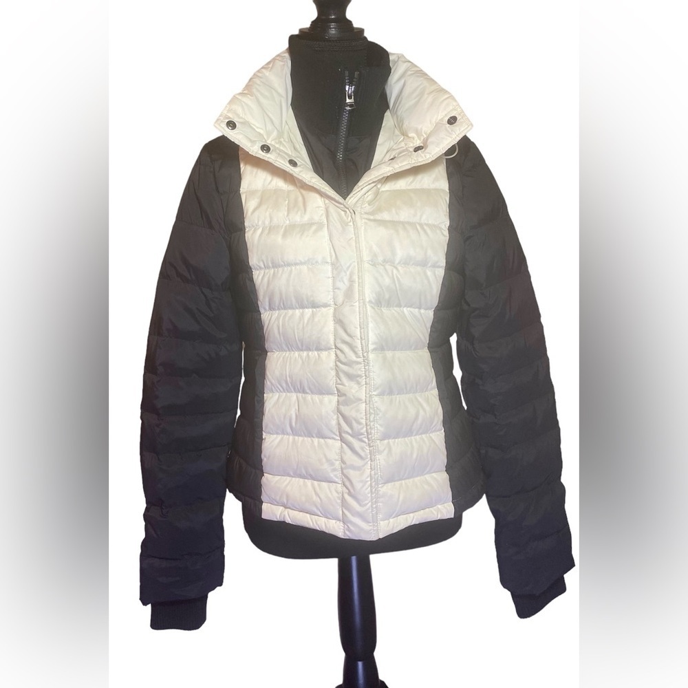 Theory Black and Cream Puffer Jacket